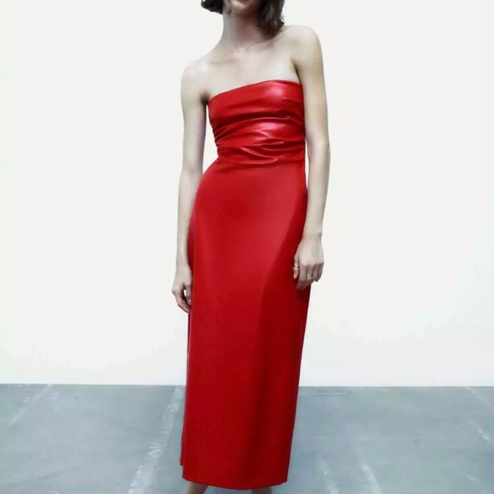 Zara Red Strapless Dress
